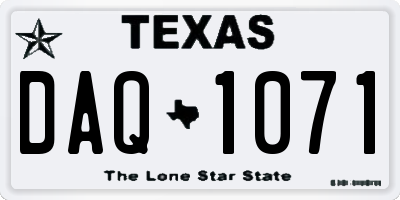 TX license plate DAQ1071