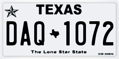 TX license plate DAQ1072