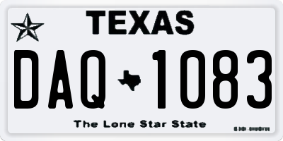 TX license plate DAQ1083