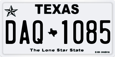 TX license plate DAQ1085