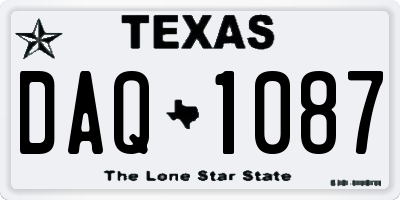TX license plate DAQ1087