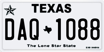 TX license plate DAQ1088