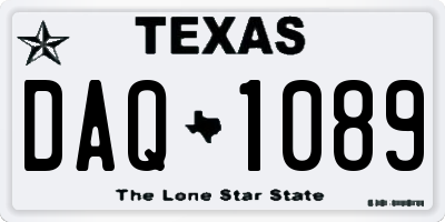 TX license plate DAQ1089
