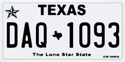 TX license plate DAQ1093