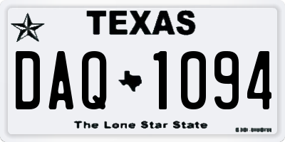 TX license plate DAQ1094