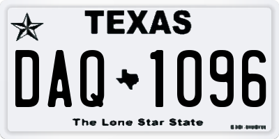 TX license plate DAQ1096