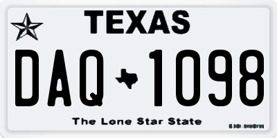 TX license plate DAQ1098