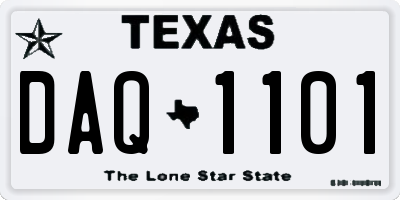TX license plate DAQ1101