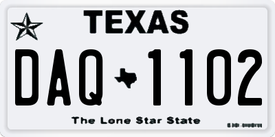 TX license plate DAQ1102