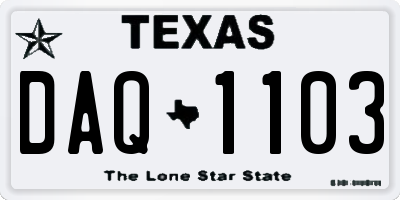 TX license plate DAQ1103
