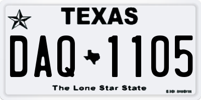 TX license plate DAQ1105