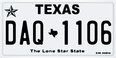 TX license plate DAQ1106