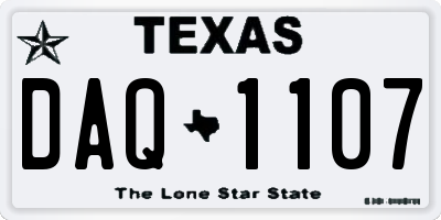 TX license plate DAQ1107