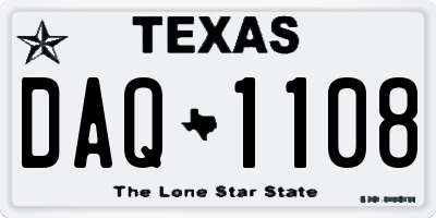 TX license plate DAQ1108