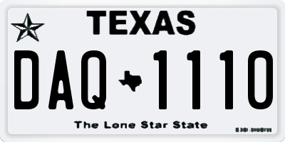 TX license plate DAQ1110