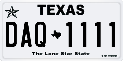 TX license plate DAQ1111