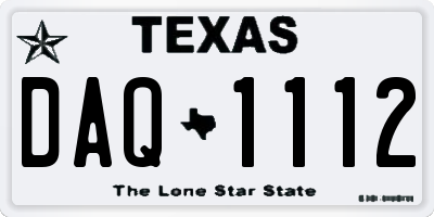 TX license plate DAQ1112