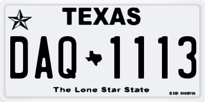 TX license plate DAQ1113
