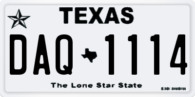TX license plate DAQ1114