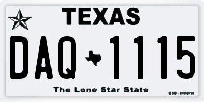 TX license plate DAQ1115