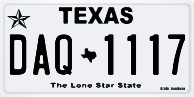 TX license plate DAQ1117