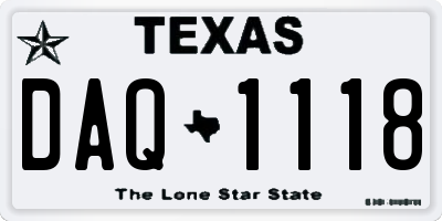 TX license plate DAQ1118