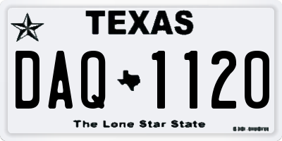 TX license plate DAQ1120