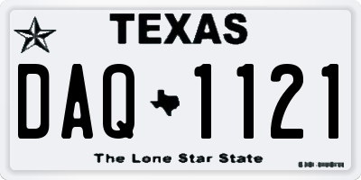 TX license plate DAQ1121