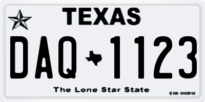 TX license plate DAQ1123
