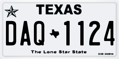 TX license plate DAQ1124