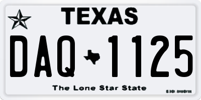 TX license plate DAQ1125