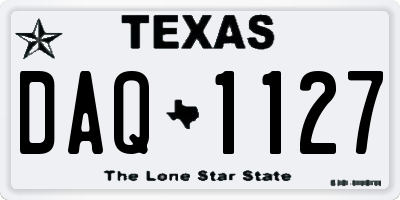 TX license plate DAQ1127