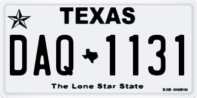 TX license plate DAQ1131