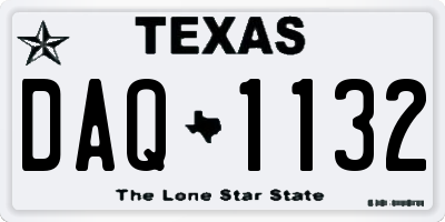 TX license plate DAQ1132