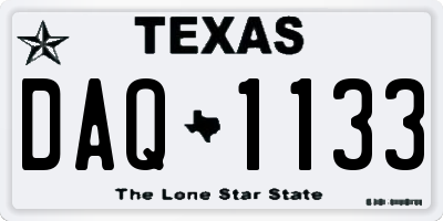 TX license plate DAQ1133