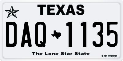 TX license plate DAQ1135