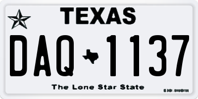 TX license plate DAQ1137