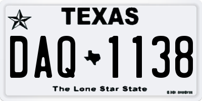 TX license plate DAQ1138