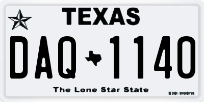 TX license plate DAQ1140