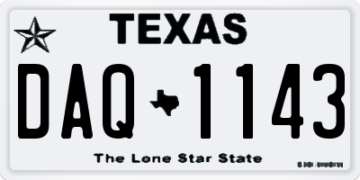 TX license plate DAQ1143
