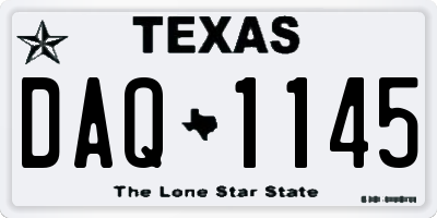 TX license plate DAQ1145