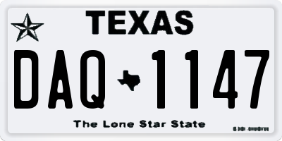 TX license plate DAQ1147