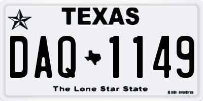 TX license plate DAQ1149