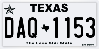 TX license plate DAQ1153
