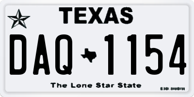 TX license plate DAQ1154