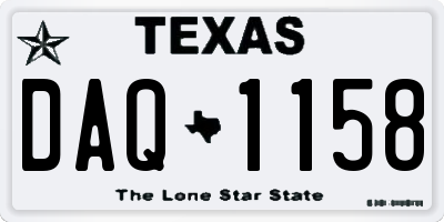 TX license plate DAQ1158