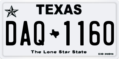 TX license plate DAQ1160