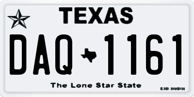 TX license plate DAQ1161
