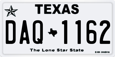 TX license plate DAQ1162