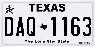 TX license plate DAQ1163